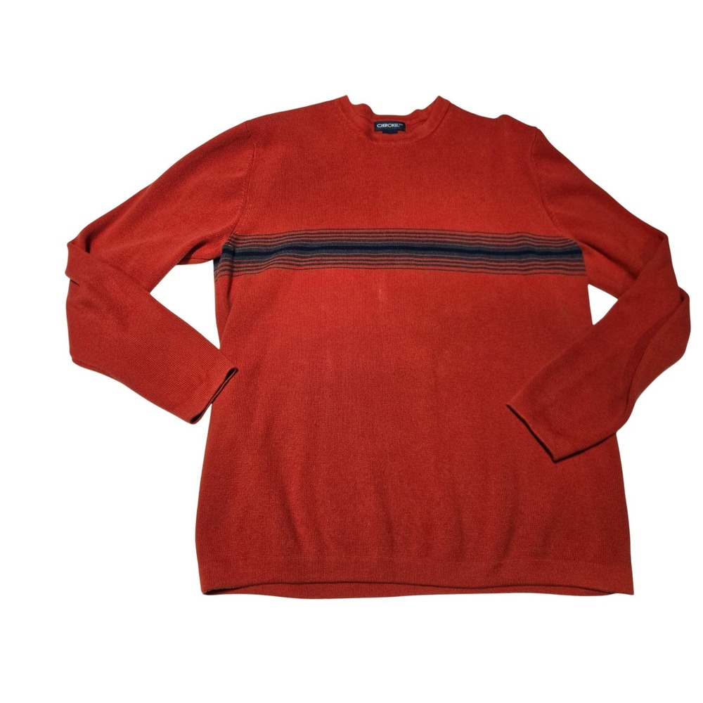 Cherokee Red Striped Sweater Men's Medium Long Sleeve‎ Crew Neck
